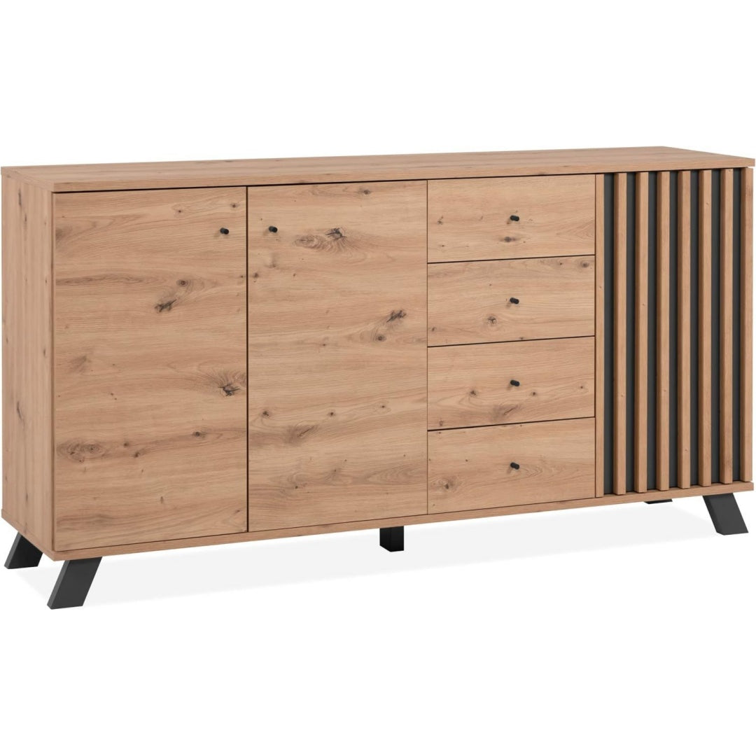 Sideboard mit geschlossenem Stauraum, Schubladen und strukturierten Fronten