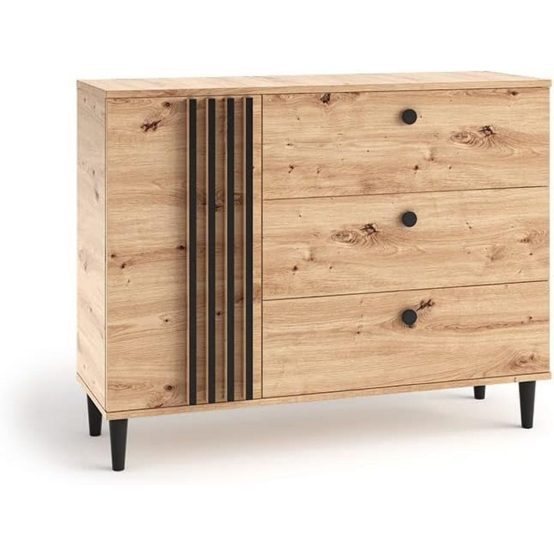 Sideboard aus Kunststoff in Schwarz und Eichenbraun