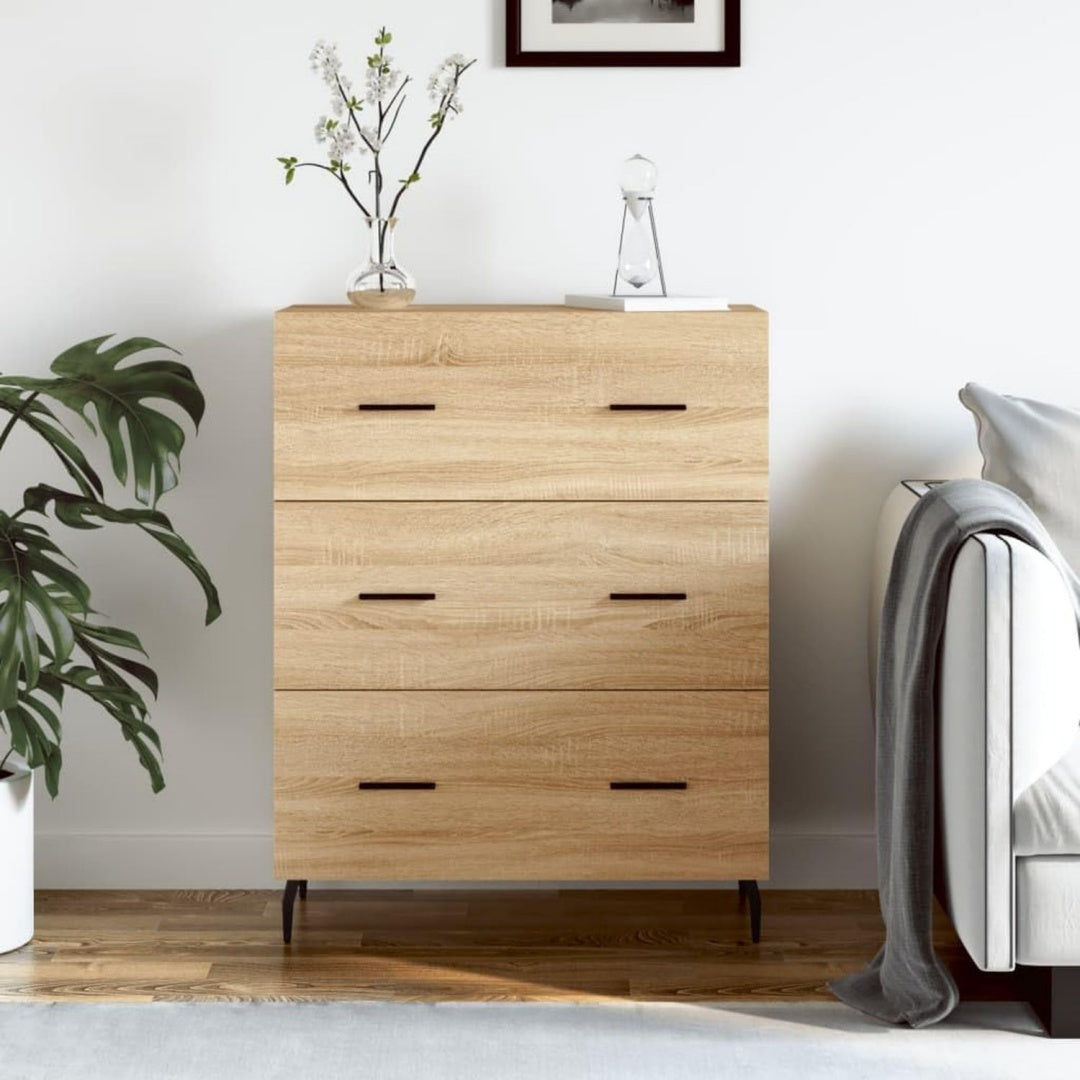 3 Schubladen an dem Sideboard aus Holzwerkstoff und Metall