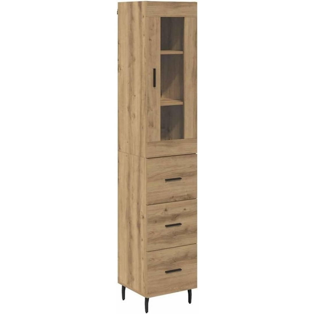 Hochschrank mit den Massen 34.5 x 34 x 180 cm in Eichenbraun