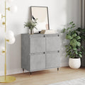 Das Sideboard misst 60 x 35 x 70 cm in Betongrau aus Holzwerkstoff