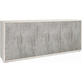 Geschlossener Stauraum und 6 Tueren an dem Sideboard