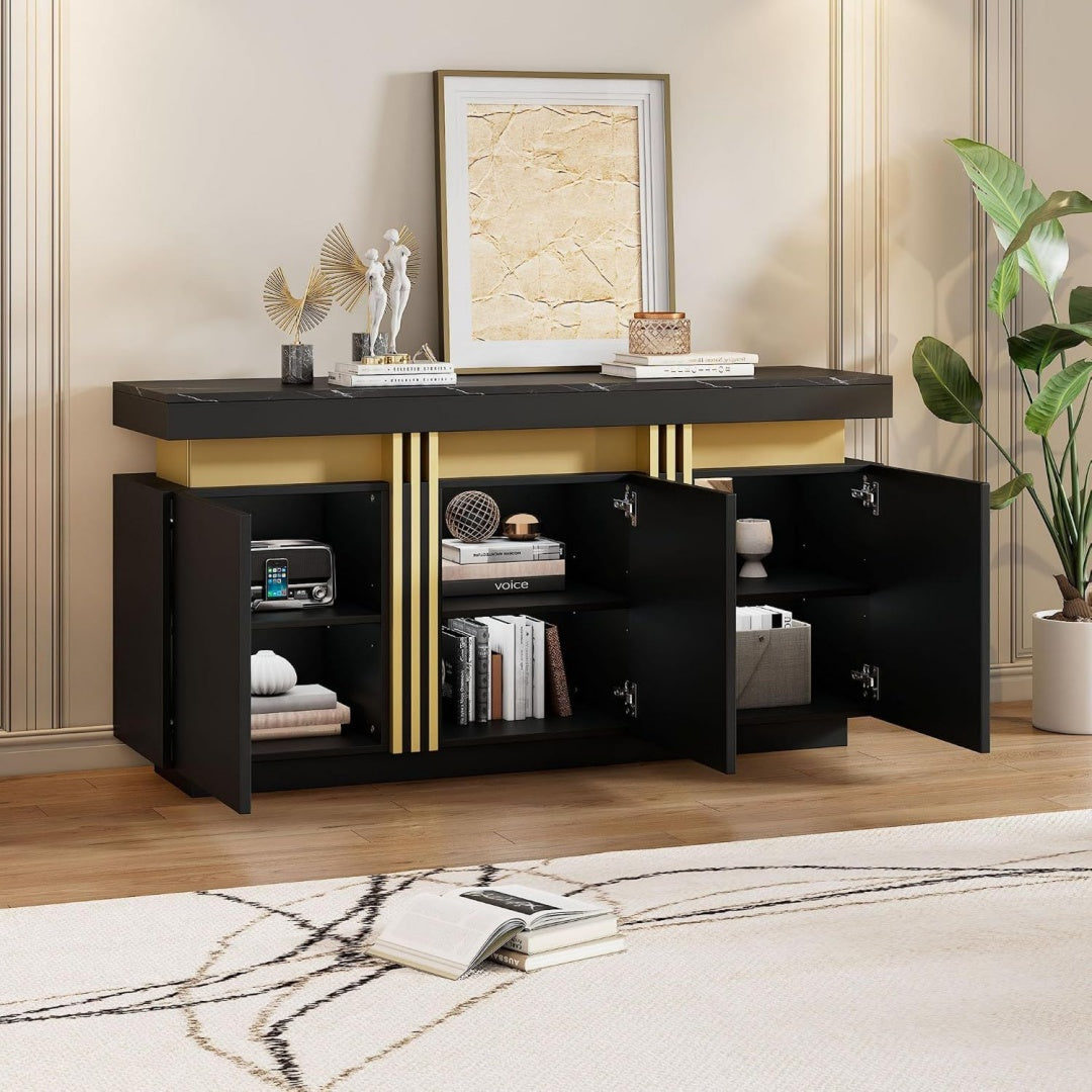 Sideboard mit 3 Tueren, geschlossenem Stauraum und grifflosen Fronten