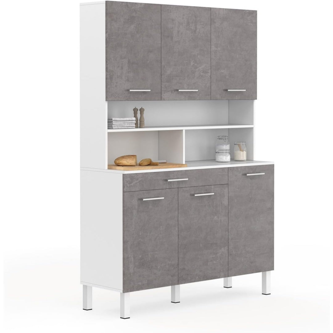 6 Tueren treffen auf Schubladen an dem Sideboard