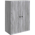 Wandschrank mit den Massen 66 x 34.5 x 90 cm in Eichenbraun und Grau