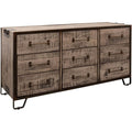 Schubladen ergaenzen das Sideboard aus Metall