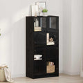Hochschrank in Schwarz und Eichenbraun und Transparent