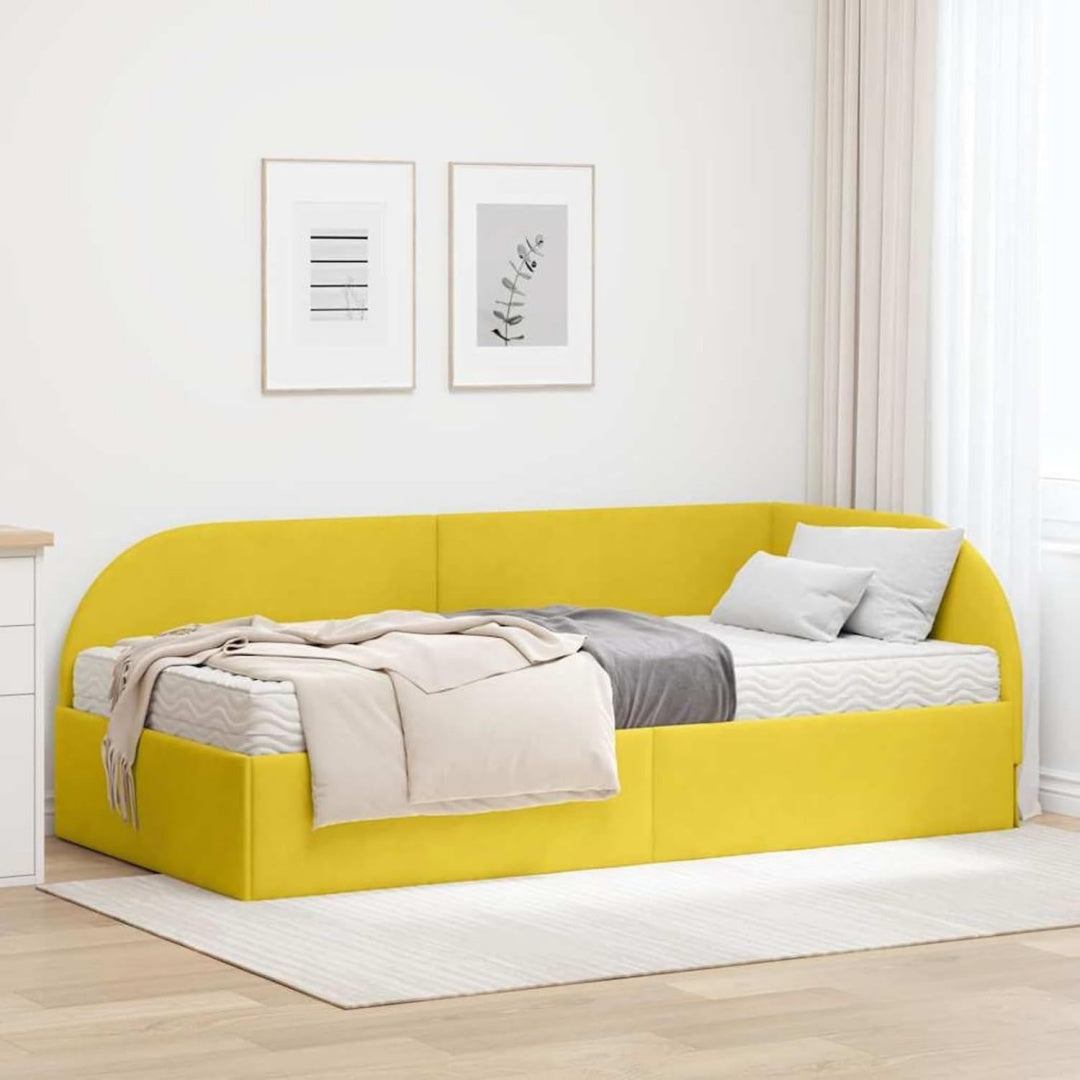 Bettgestell aus Samt in Gelb mit den Massen 80 x 200 cm