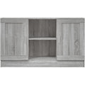 Das Sideboard misst 120 x 30.5 x 70 cm in Eichenbraun und Grau
