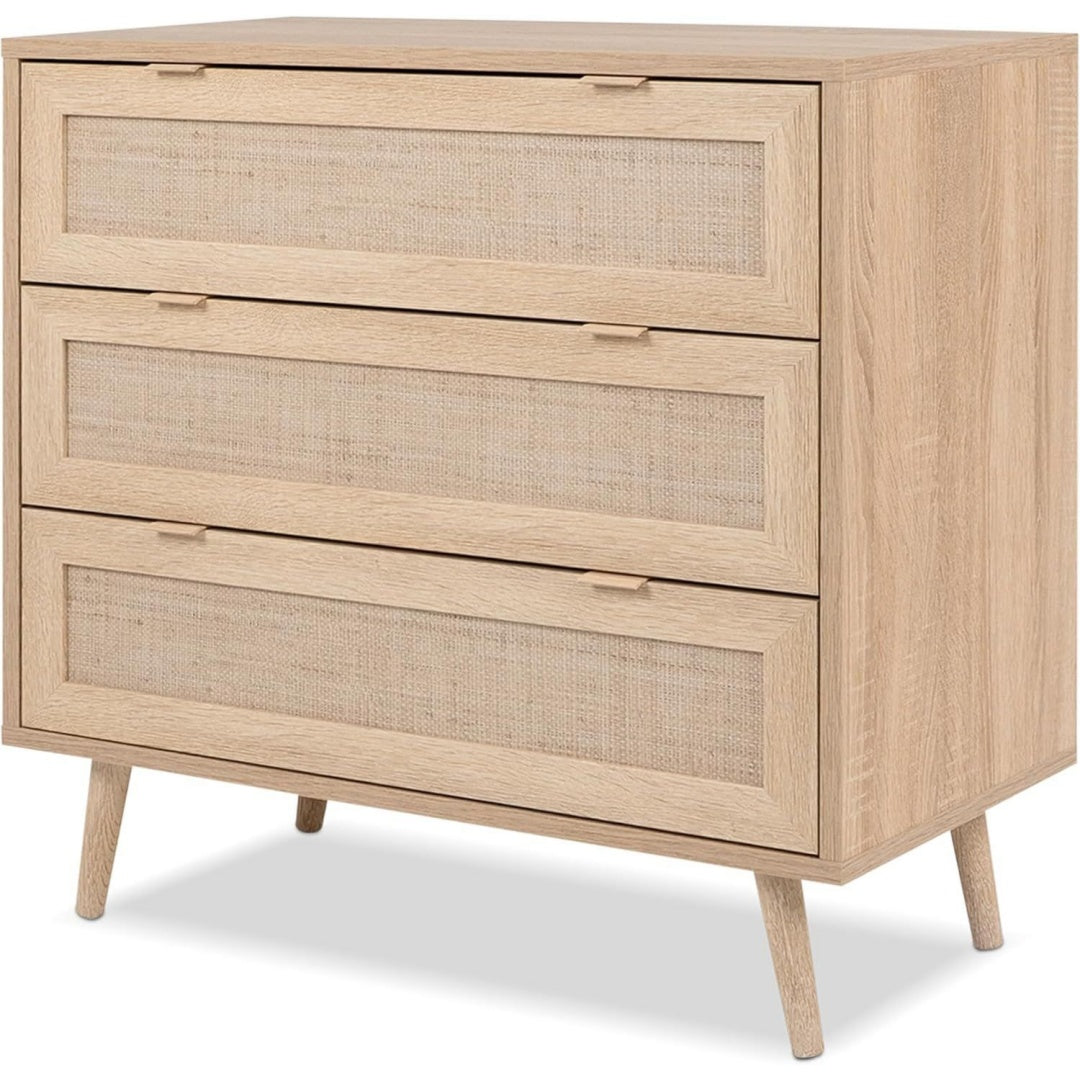 Das Sideboard zeigt Holzoptik in Braun
